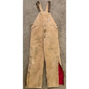 Union Labor Carhartt R02 Overalls Double Knee Duck Canvas Quilted Lining 38x34